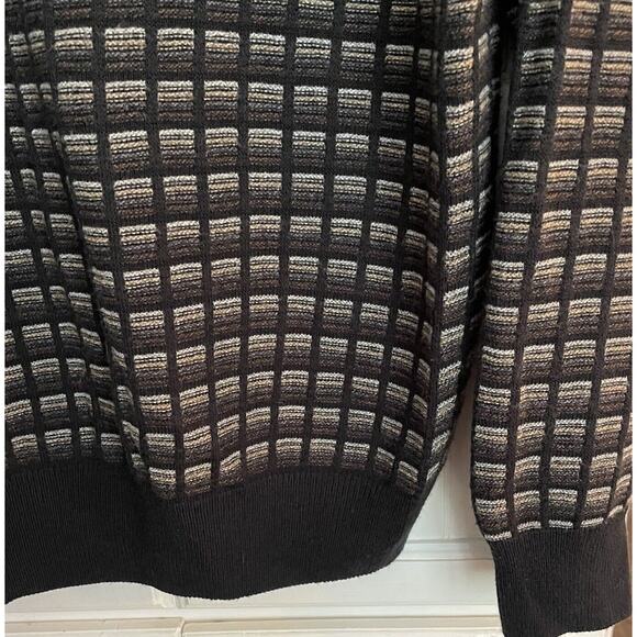 VTG Geoffrey Beene Mens Sweater MED Brown Geometric Grandpa Professor Cosby EUC - Picture 7 of 8